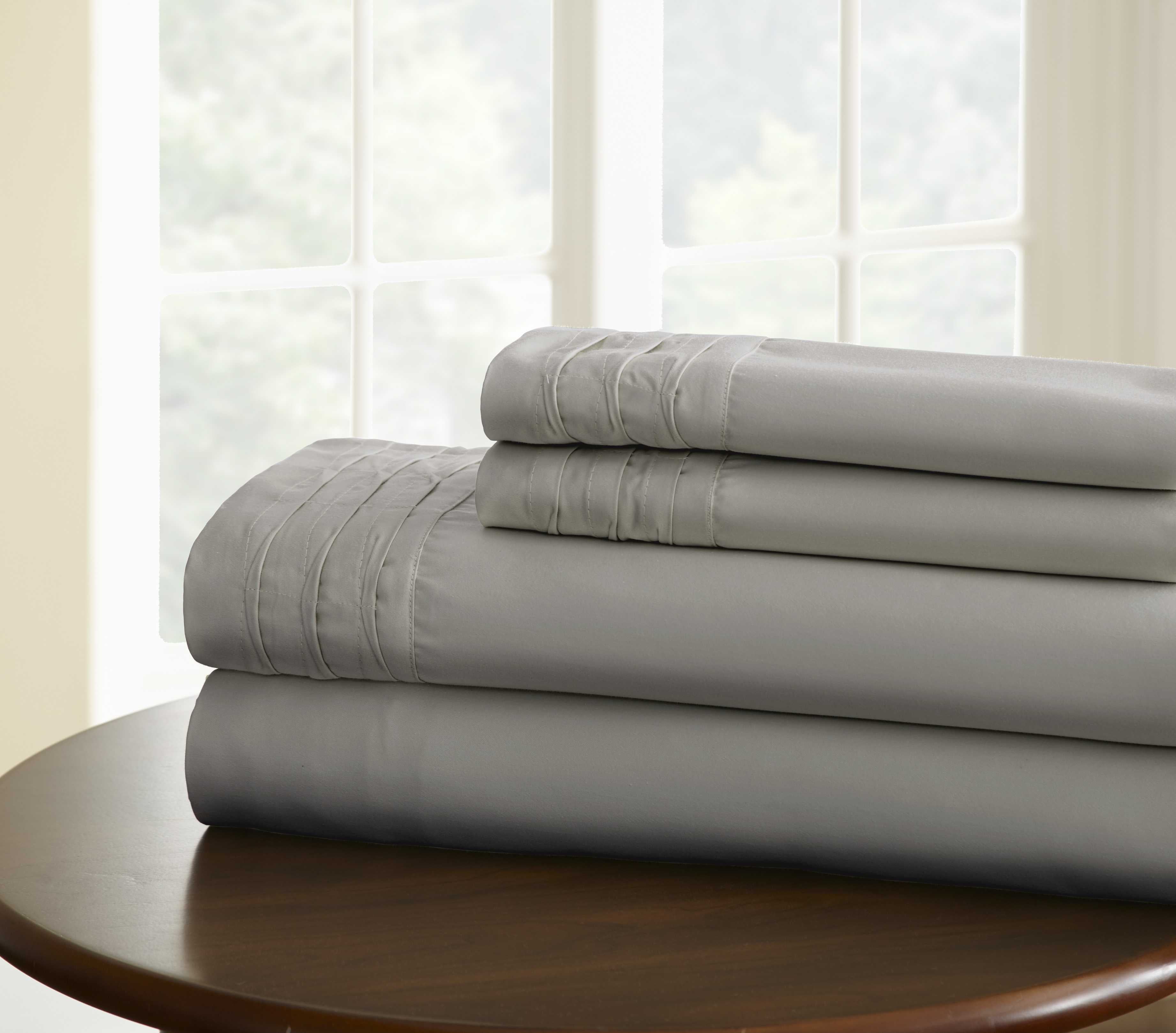 0.2" x 102" x 106" Cotton Gray  4 Piece California King Size Sheet Set