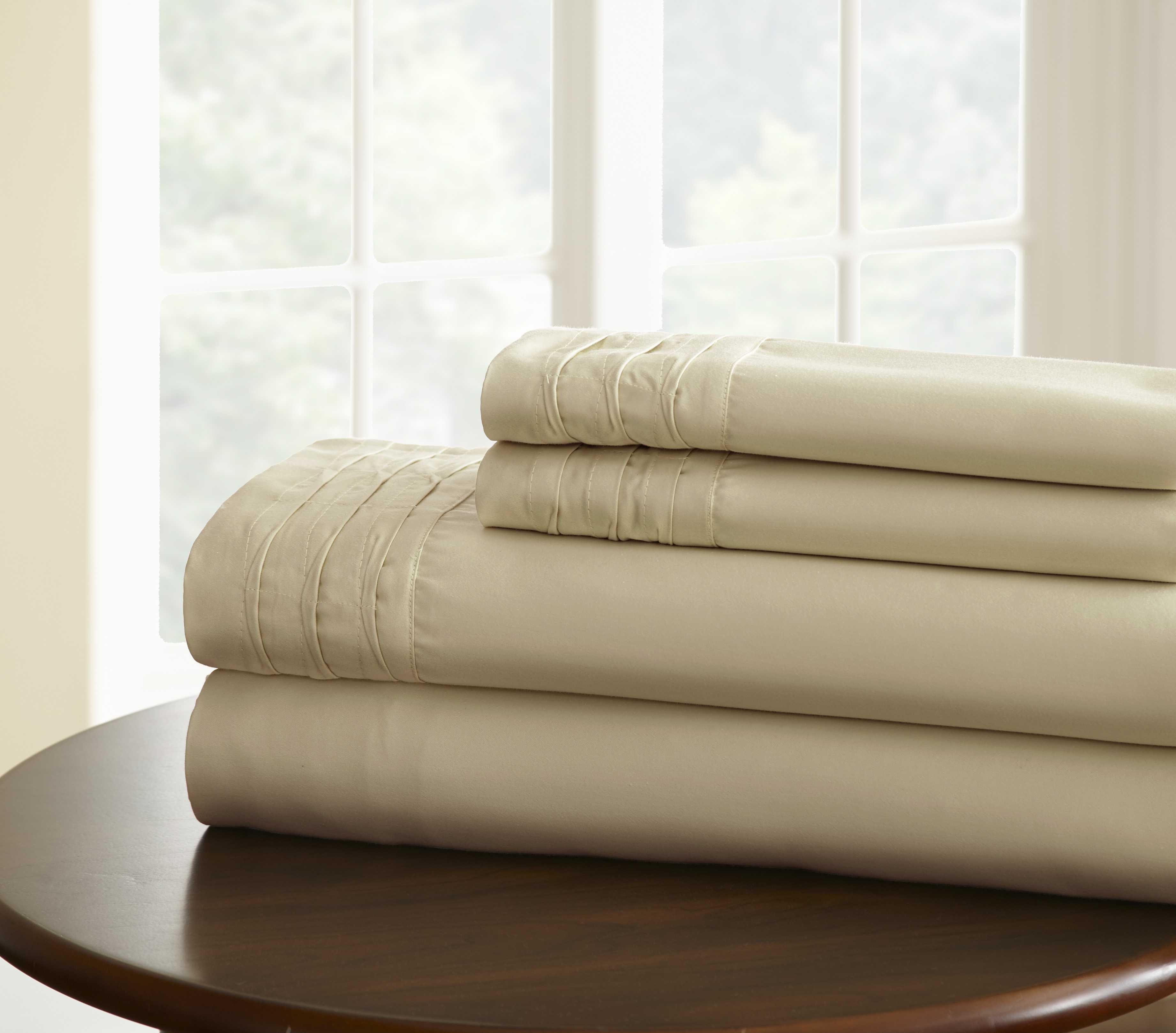 0.2" x 102" x 106" Cotton Beige  4 Piece California King Size Sheet Set