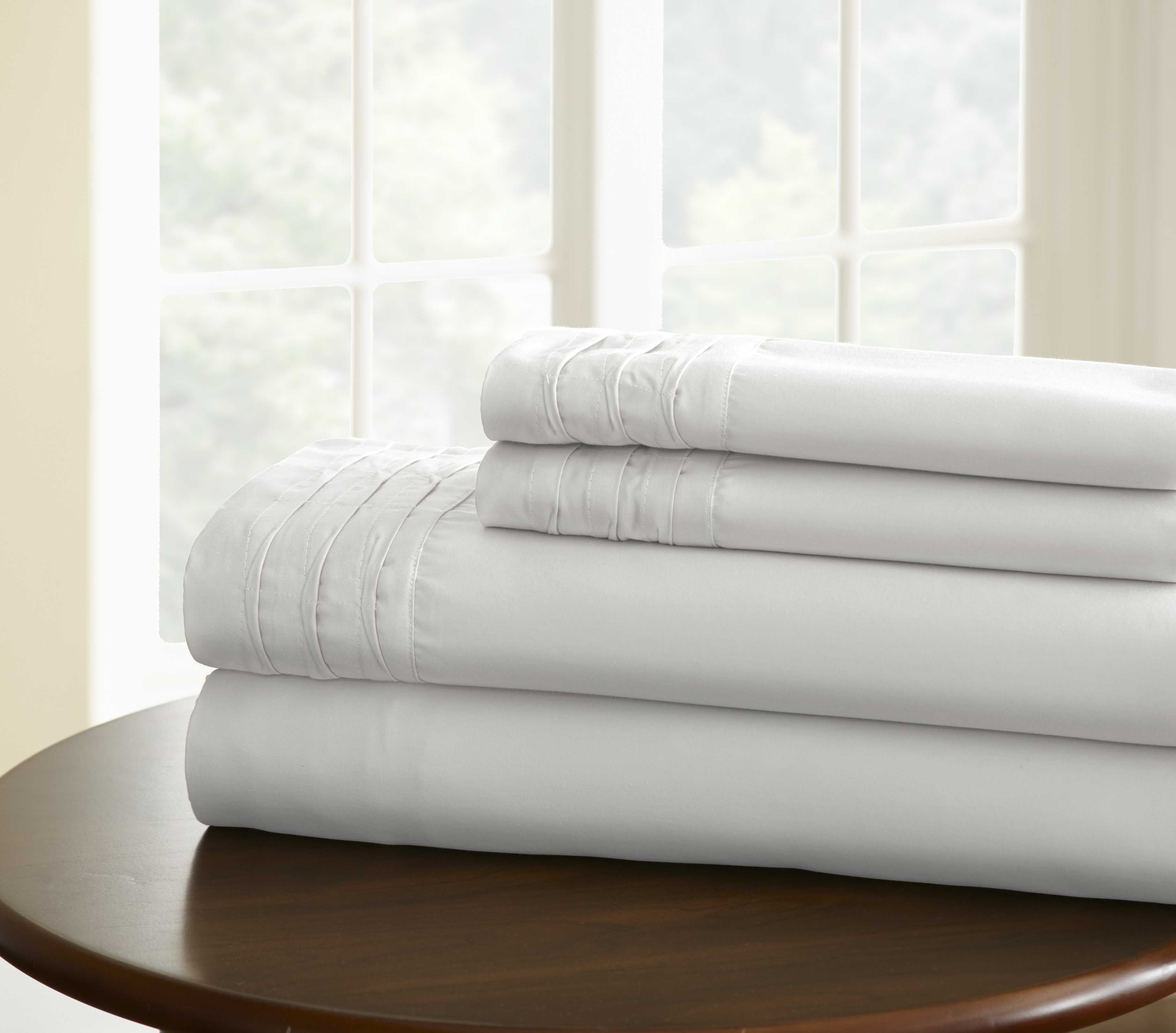 0.2" x 102" x 106" Cotton White  4 Piece California King Size Sheet Set