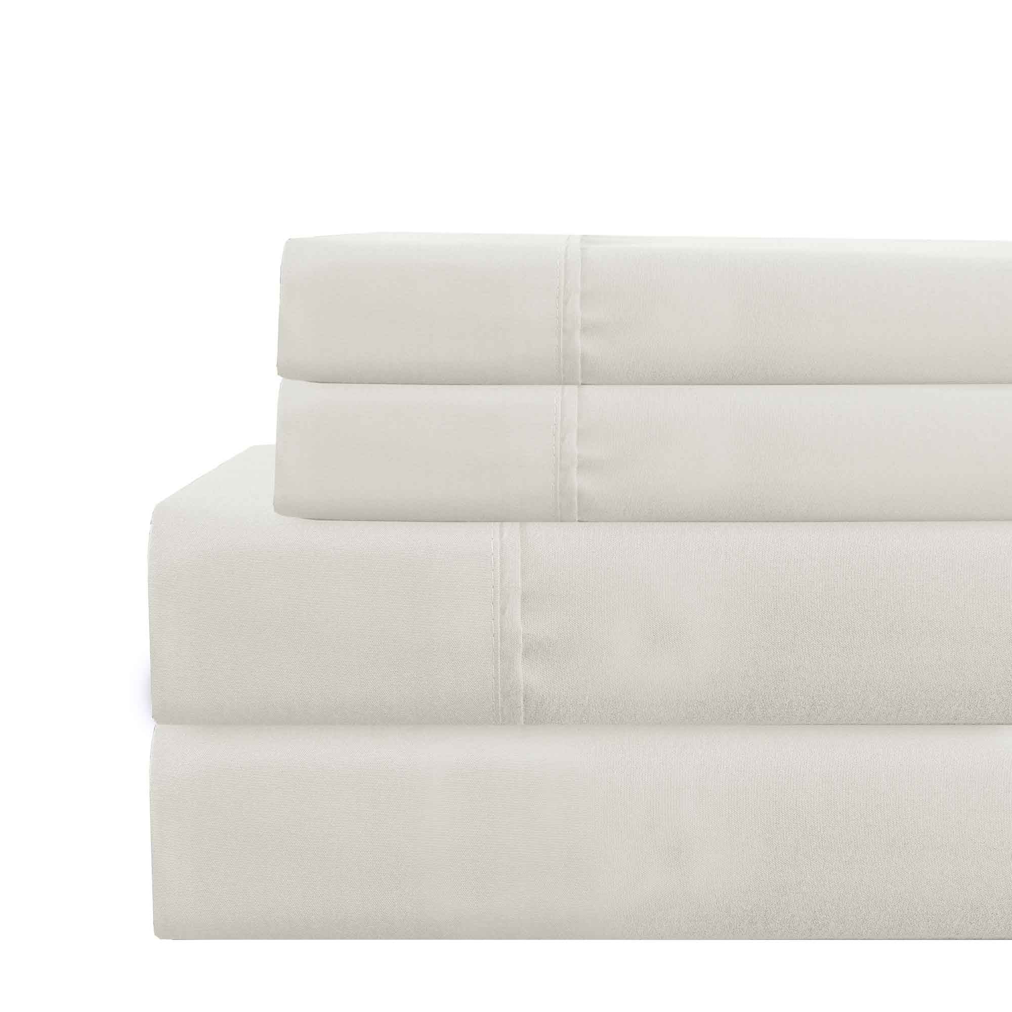 0.2" x 102" x 106" Microfiber White  4 Piece Deep Pocket California King Size Sheet Set