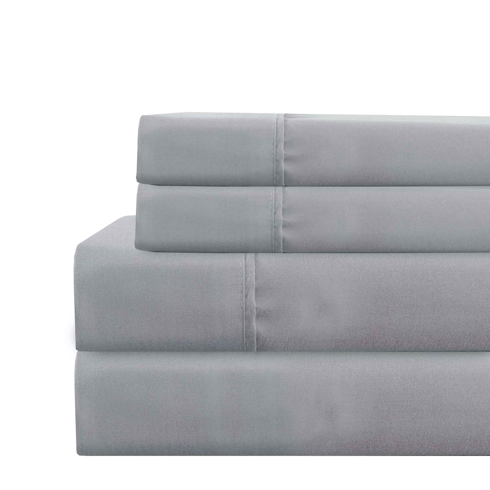 0.2" x 102" x 106" Microfiber Gray  4 Piece California King Size Deep Pocket Sheet Set