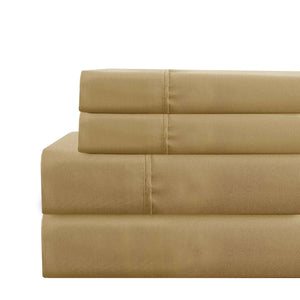 0.2" x 102" x 106" Microfiber Gold  4 Piece Deep Pocket California King Size Sheet Set