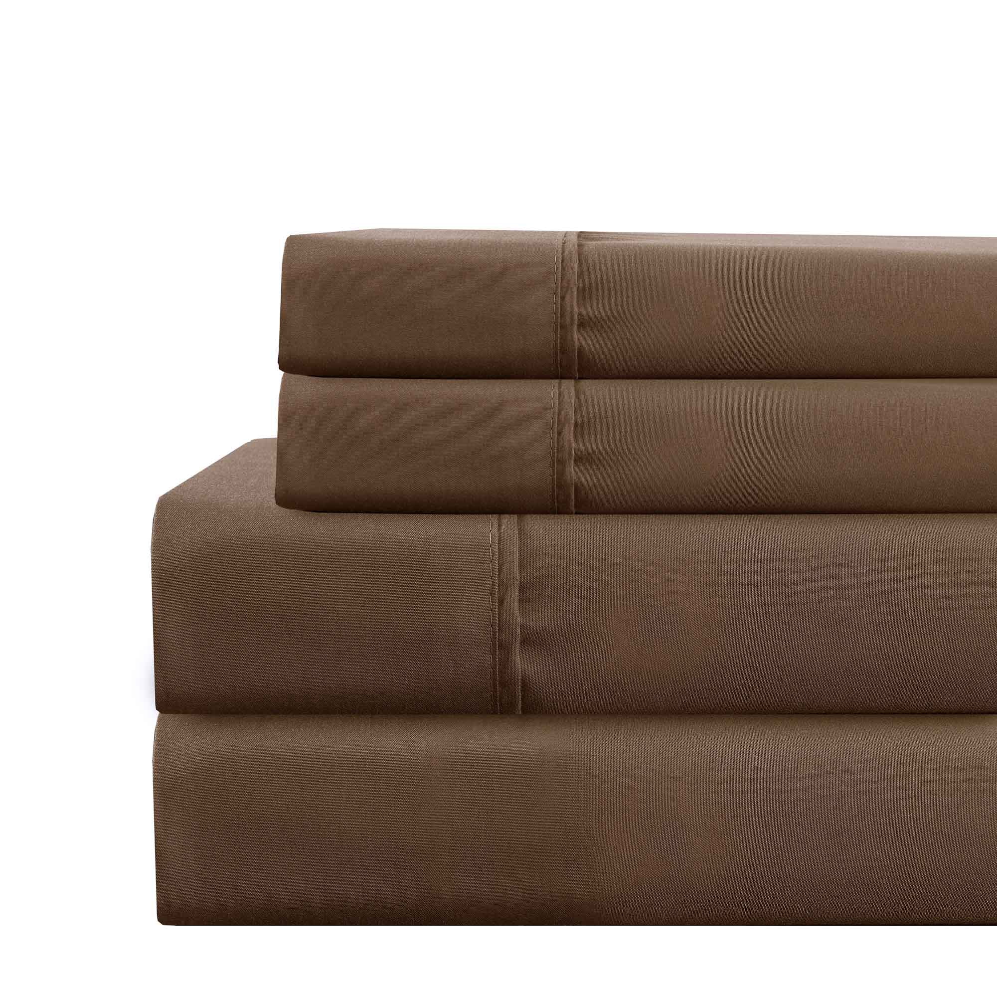 0.2" x 102" x 106" Microfiber Brown  4 Piece Deep Pocket California King Size Sheet Set