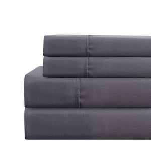 0.2" x 102" x 106" Microfiber Gray  4 Piece Deep Pocket California King Size Sheet Set