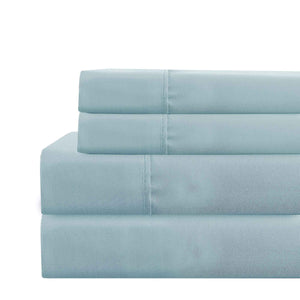 0.2" x 102" x 106" Microfiber Blue  4 Piece Deep Pocket California King Size Sheet Set