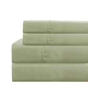 0.2" x 102" x 106" Microfiber Green  4 Piece Deep Pocket King Sheet Set