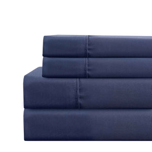 0.2" x 102" x 106" Microfiber Blue  4 Piece King Size Sheet Set with Deep Pocket