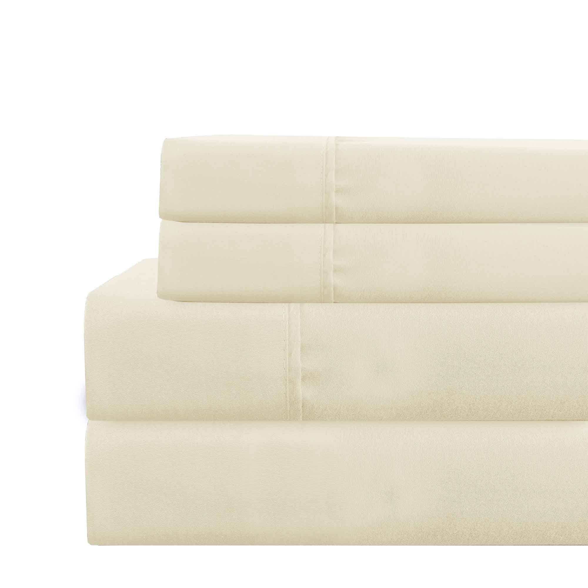 0.2" x 102" x 106" Microfiber Cream  4 Piece Deep Pocket King Size Sheet Set