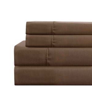 0.2" x 102" x 106" Microfiber Brown  4 Piece Deep Pocket King Size Sheet Set