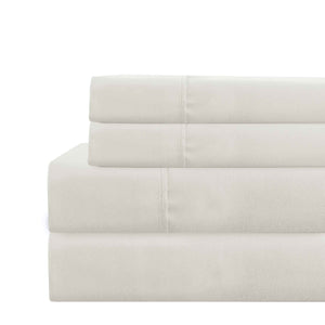 0.2" x 90" x 102" Microfiber White  4 Piece Deep Pocket Queen Size Sheet Set