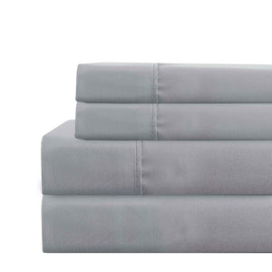 0.2" x 90" x 102" Microfiber Gray  4 Piece Queen Size Deep Pocket Sheet Set