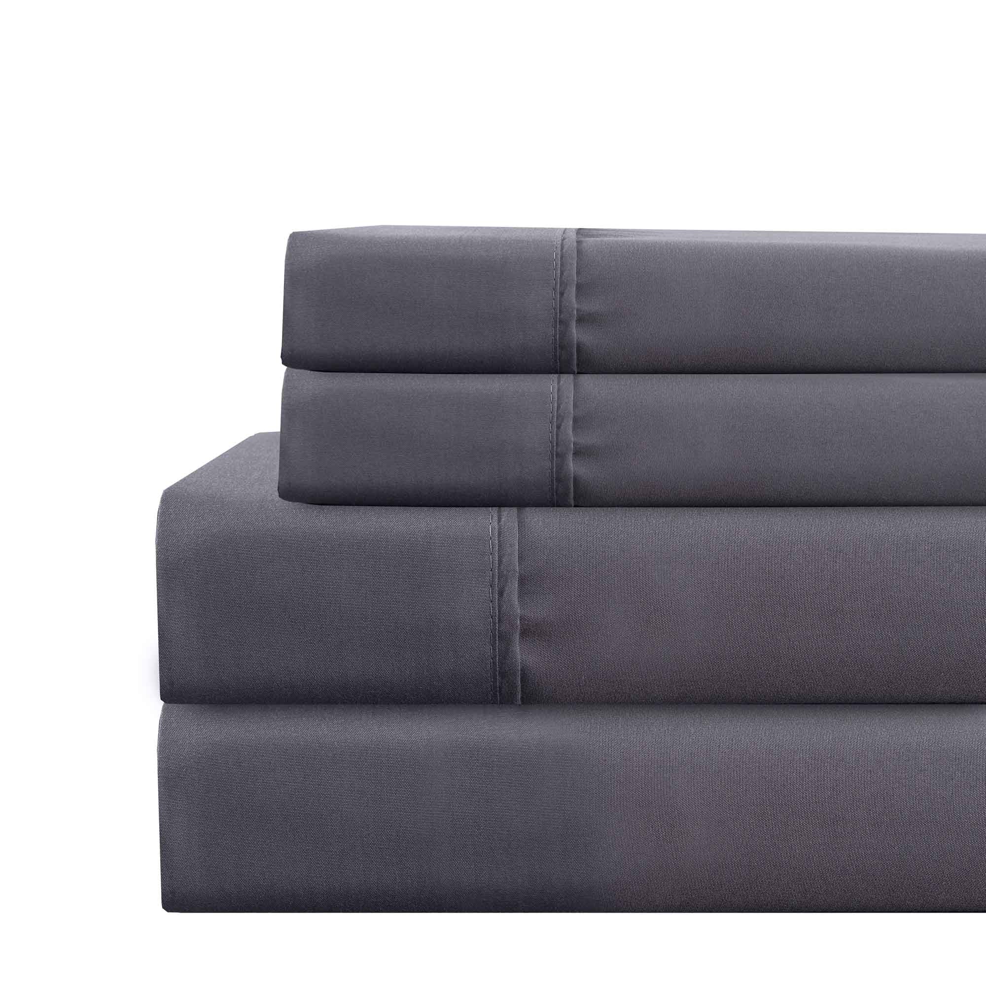 0.2" x 90" x 102" Microfiber Gray  4 Piece Deep Pocket Queen Size Sheet Set