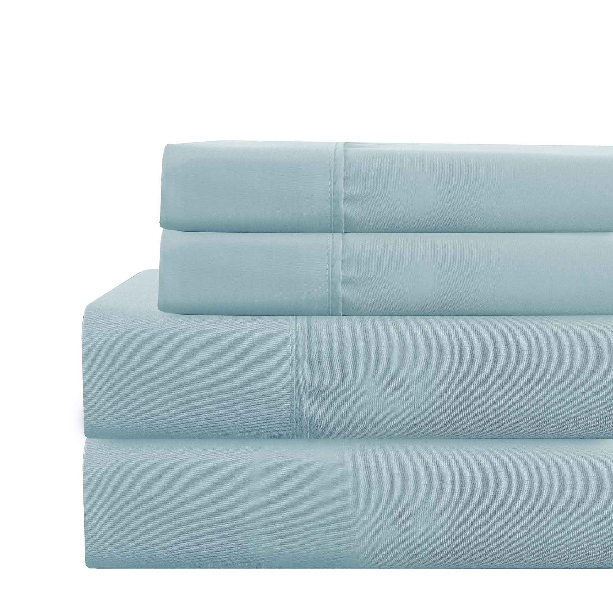 0.2" x 90" x 102" Microfiber Blue  4 Piece Deep Pocket Queen Size Sheet Set