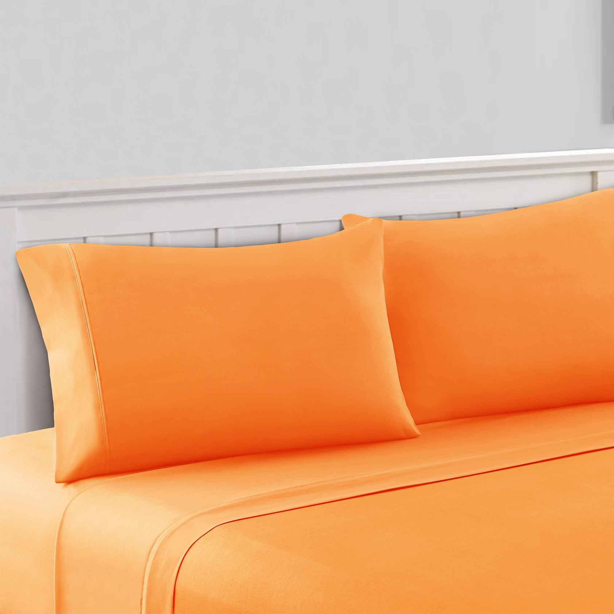 0.2" x 102" x 106" Microfiber Orange  4 Piece California King Sheet Set with 1800 Thread Count