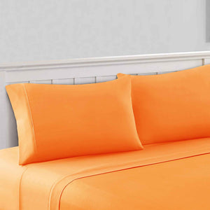 0.2" x 102" x 106" Microfiber Orange  4 Piece California King Sheet Set with 1800 Thread Count