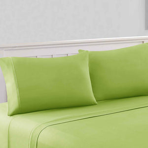 0.2" x 102" x 106" Microfiber Green  4 Piece California King Sheet Set with 1800 Thread Count