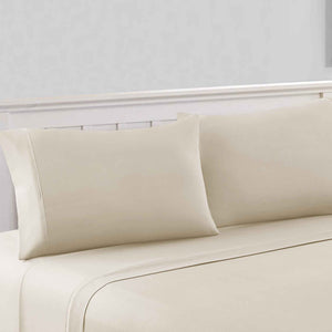 0.2" x 102" x 106" Microfiber Cream  4 Piece California King Sheet Set with 1800 Thread Count