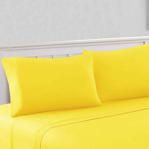 0.2" x 102" x 106" Microfiber Yellow  4 Piece King Size Sheet Set with 1800 Thread Count