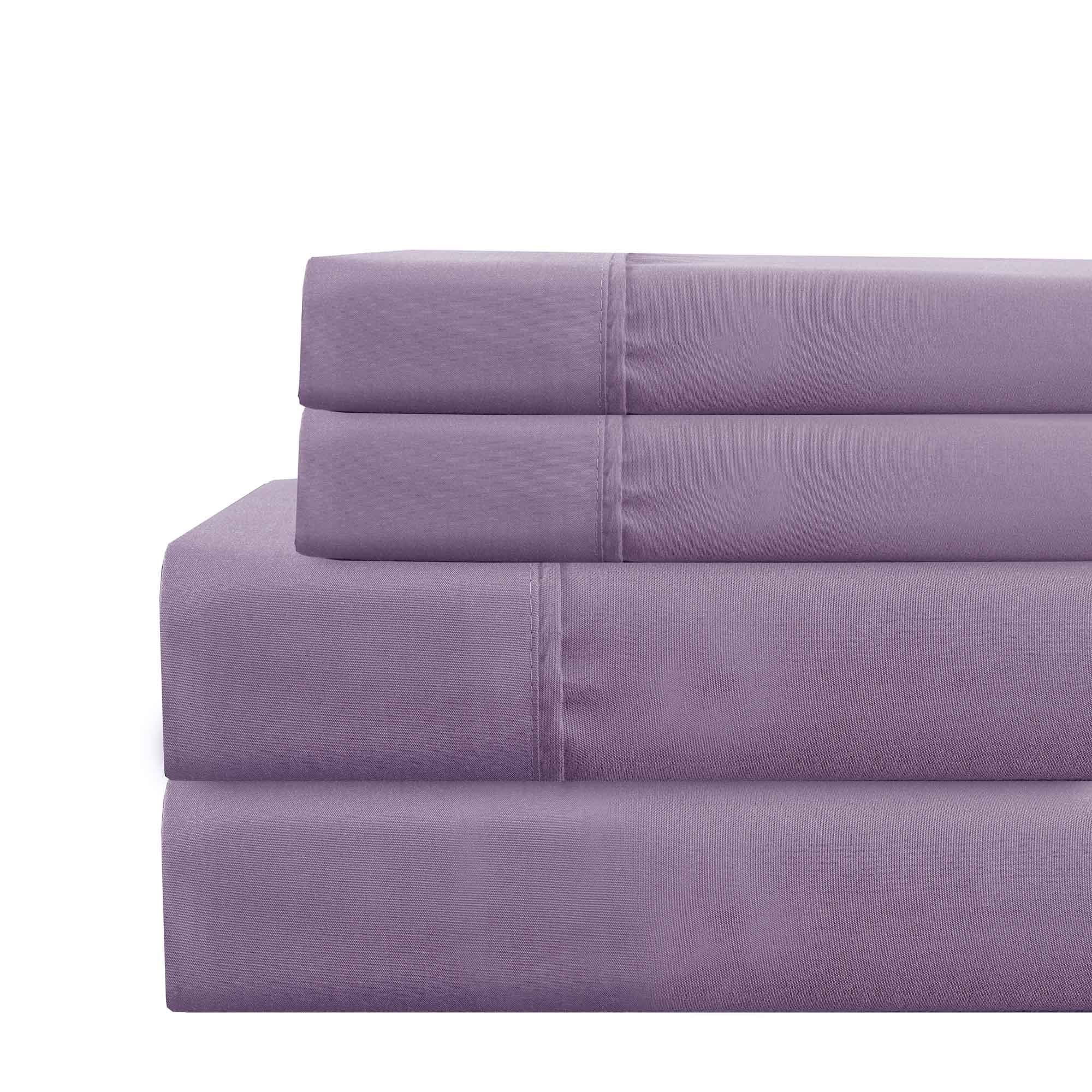 0.2" x 81" x 96" Microfiber Purple  4 Piece Full Size Deep Pocket Sheet Set