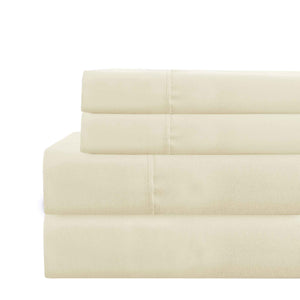 0.2" x 81" x 96" Microfiber Cream  4 Piece Full Size Deep Pocket Sheet Set