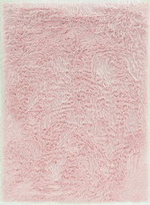 1" x 36" x 60" Acrylic, Faux Leather and Latex Pink Rug with Suede Leather Backing