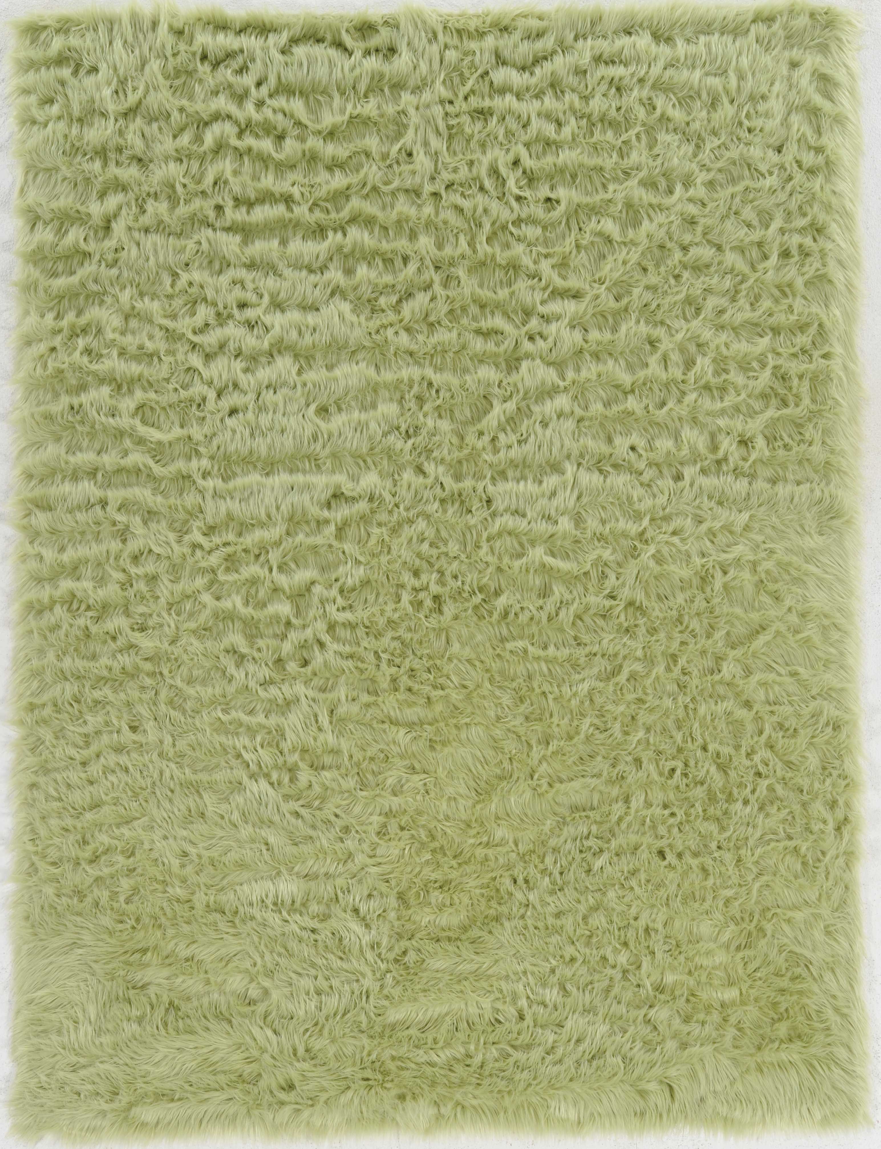 1" x 36" x 60" Acrylic, Faux Leather and Latex Green Rug with Suede Leather Backing