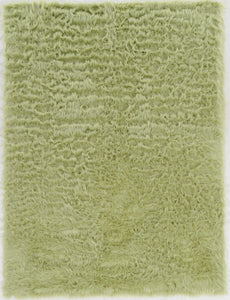 1" x 36" x 60" Acrylic, Faux Leather and Latex Green Rug with Suede Leather Backing