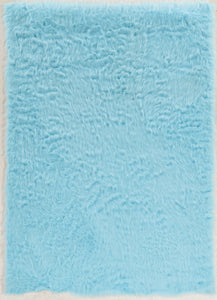 1" x 36" x 60" Acrylic, Faux Leather and Latex Blue Rug with Suede Leather Backing