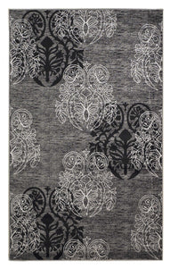 0.5" x 60" x 91" Polypropylene and Latex Black and Gray Polypropylene Power Loomed Rug