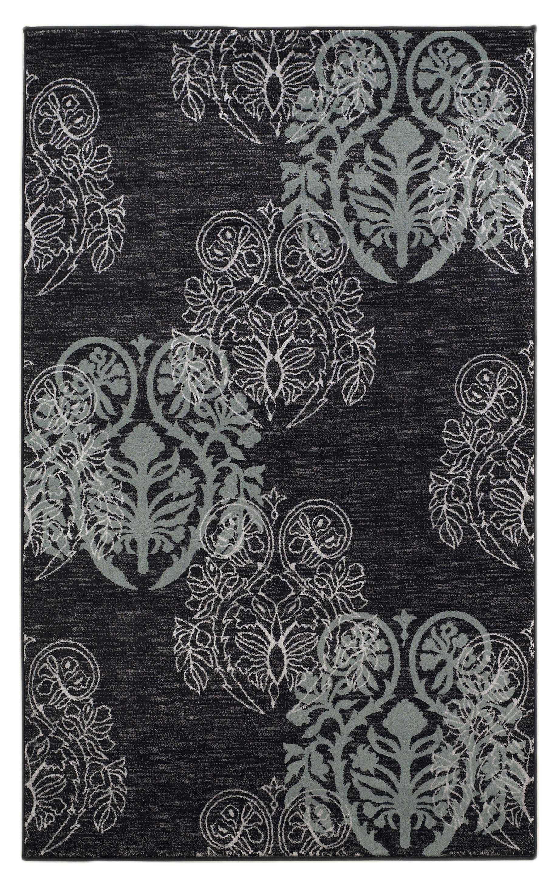 0.5" x 60" x 91" Polypropylene and Latex Black and Blue Polypropylene Power Loomed Rug