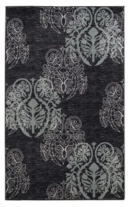 0.5" x 60" x 91" Polypropylene and Latex Black and Blue Polypropylene Power Loomed Rug