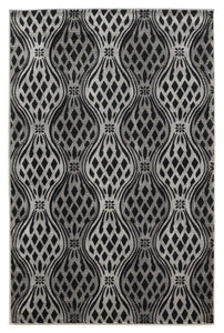 0.5" x 60" x 91" Polypropylene and Latex Black and Gray Polypropylene Power Loomed Rug