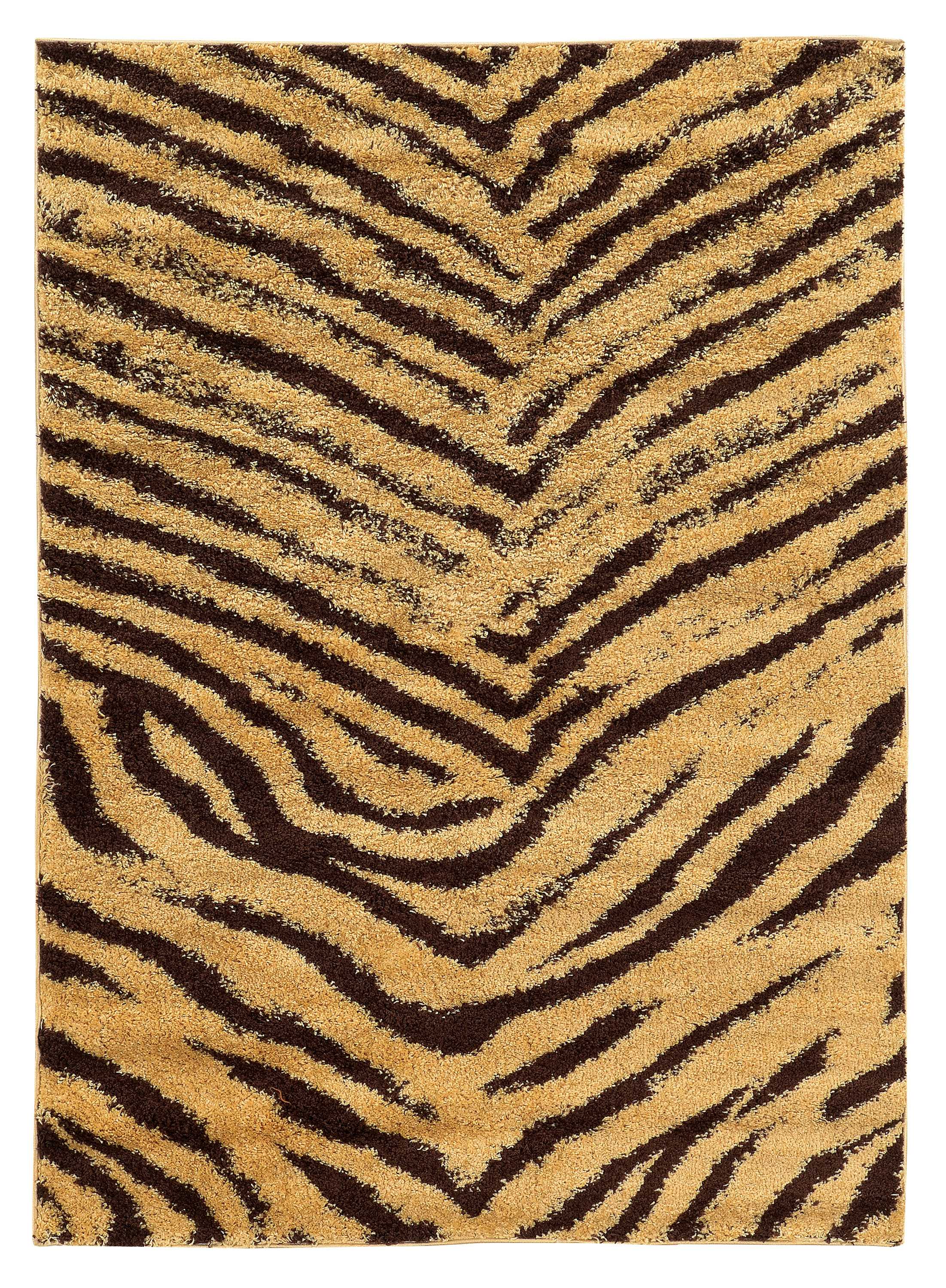 1" x 60" x 84" Polypropylene and Latex Brown Power Loomed Rug