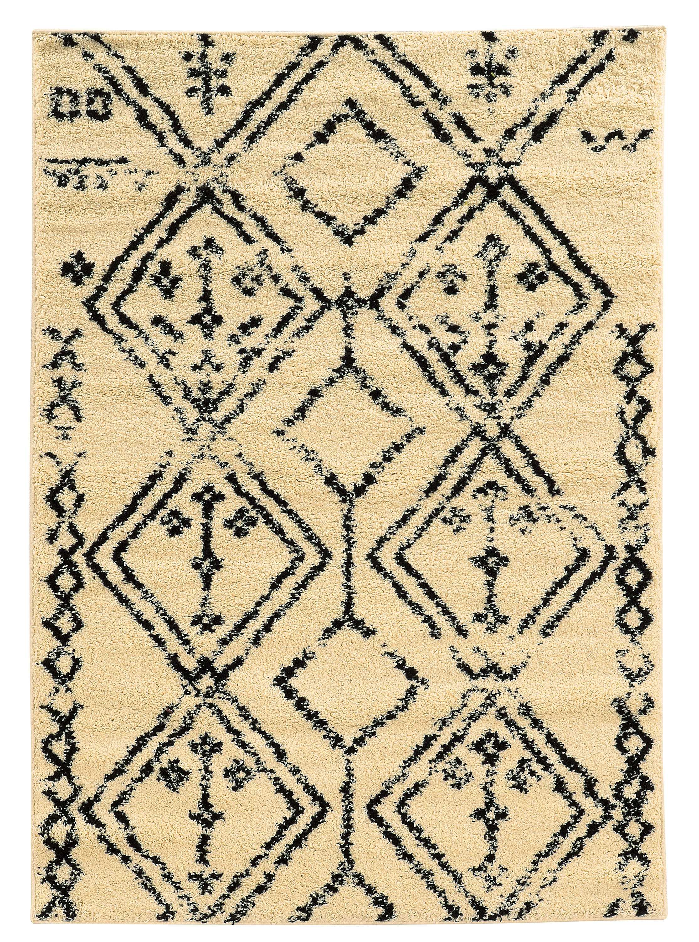 1" x 60" x 84" Polypropylene and Latex Beige Power Loomed Rug