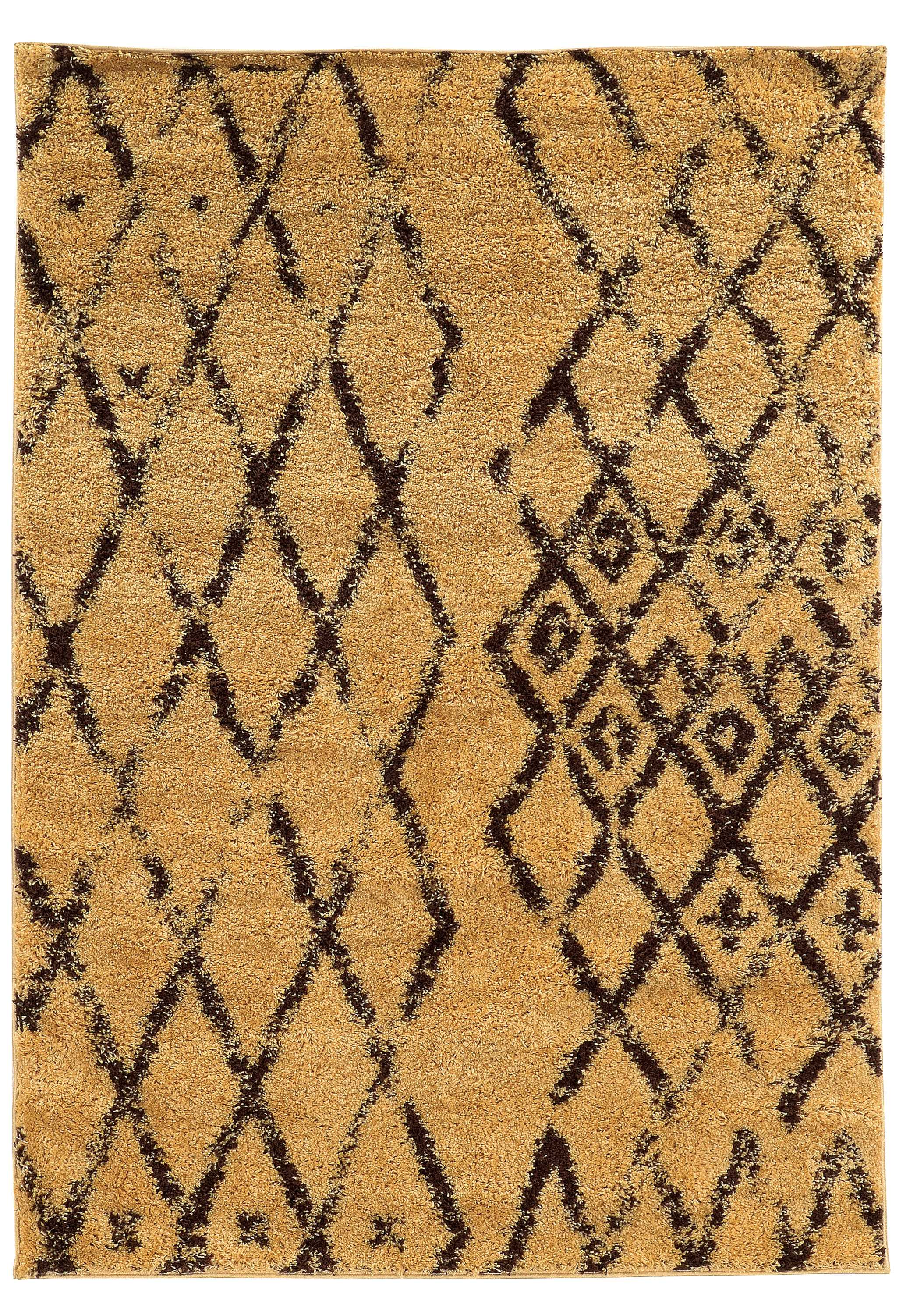 1" x 60" x 84" Polypropylene and Latex Brown Power Loomed Rug