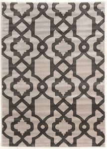 0.25" x 60" x 87" Polypropylene and latex Gray and white Power Loom Polypropylene Rug