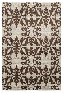 0.25" x 60" x 87" Polypropylene and latex Brown and cream Power Loom Polypropylene Rug