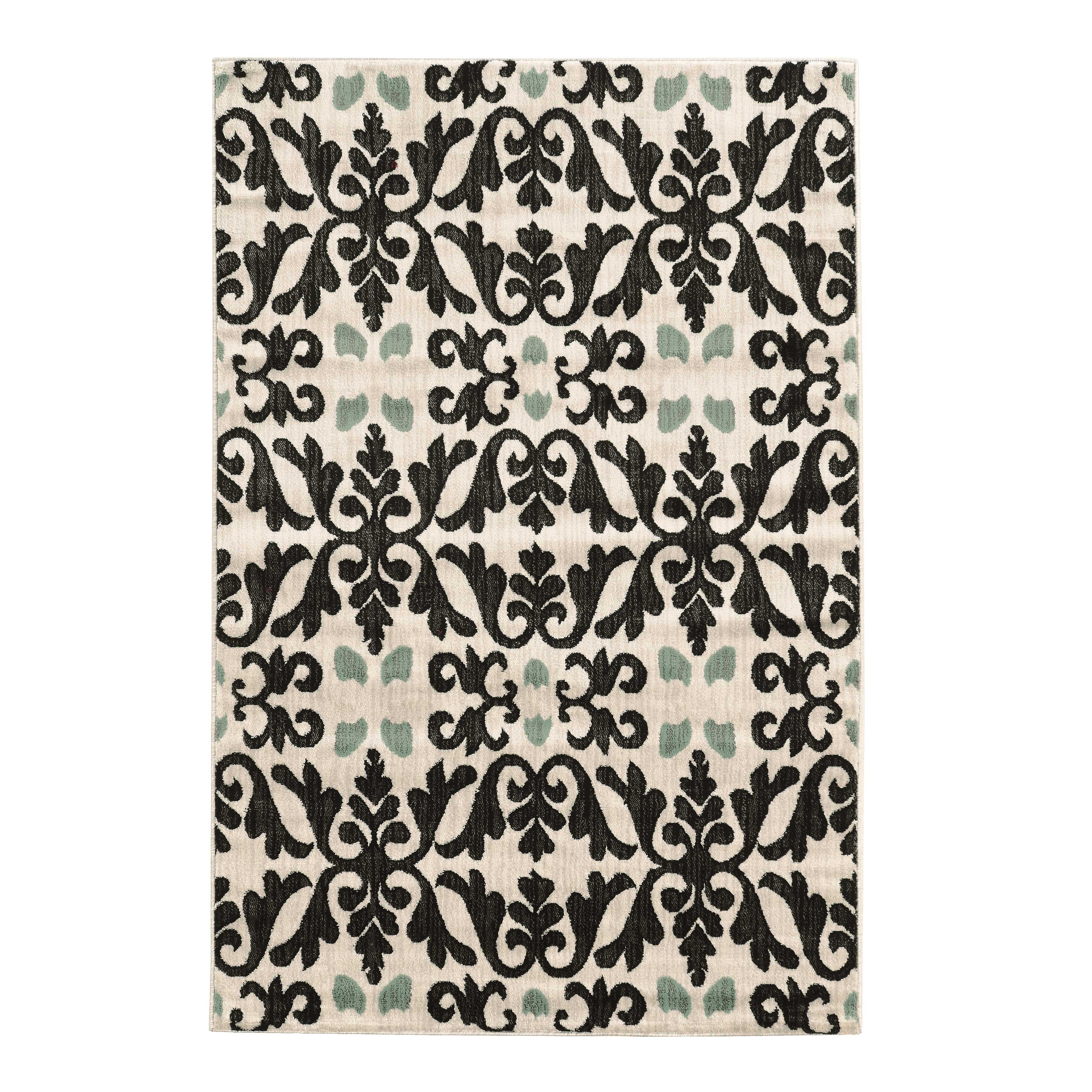 0.25" x 60" x 87" Polypropylene and latex Black and white Power Loom Polypropylene Rug