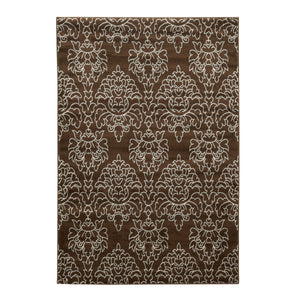 0.25" x 60" x 87" Polypropylene and latex Brown and white Power Loom Polypropylene Rug