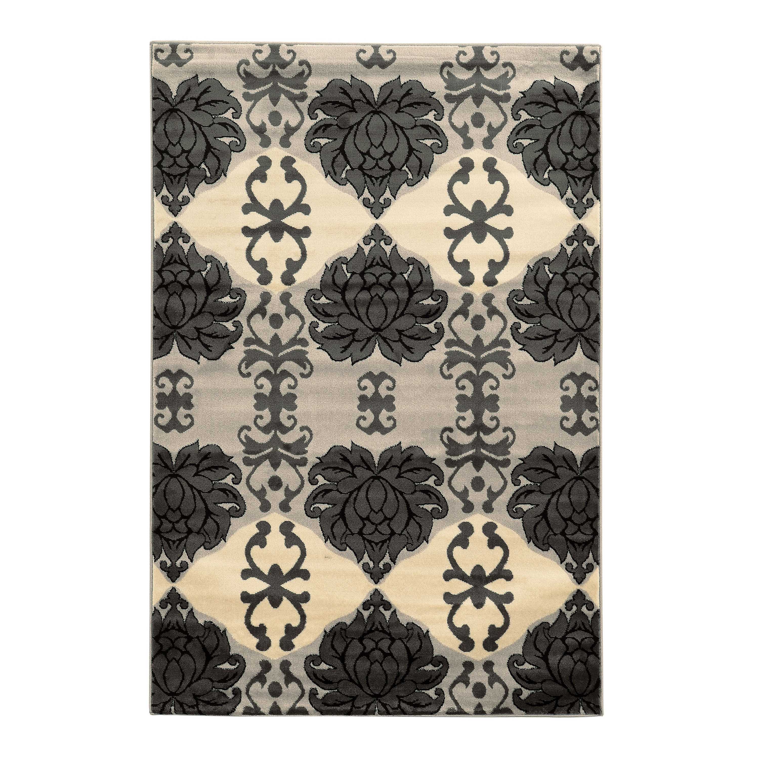 0.25" x 60" x 87" Polypropylene and latex Gray and white Polypropylene Rug