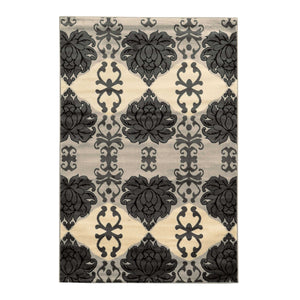 0.25" x 60" x 87" Polypropylene and latex Gray and white Polypropylene Rug