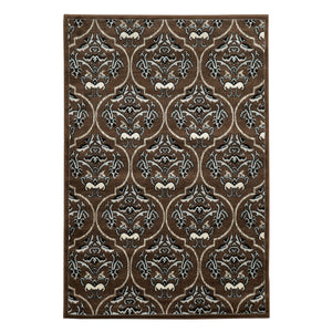 0.25" x 60" x 87" Polypropylene and latex Brown and white Power Loom Polypropylene Rug