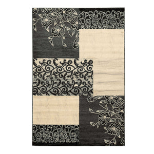 0.25" x 60" x 87" Polypropylene and latex Gray and white Power Loom Polypropylene Rug