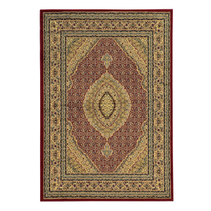 0.25" x 60" x 87" Polypropylene and latex Red and beige Power Loom Polypropylene Rug