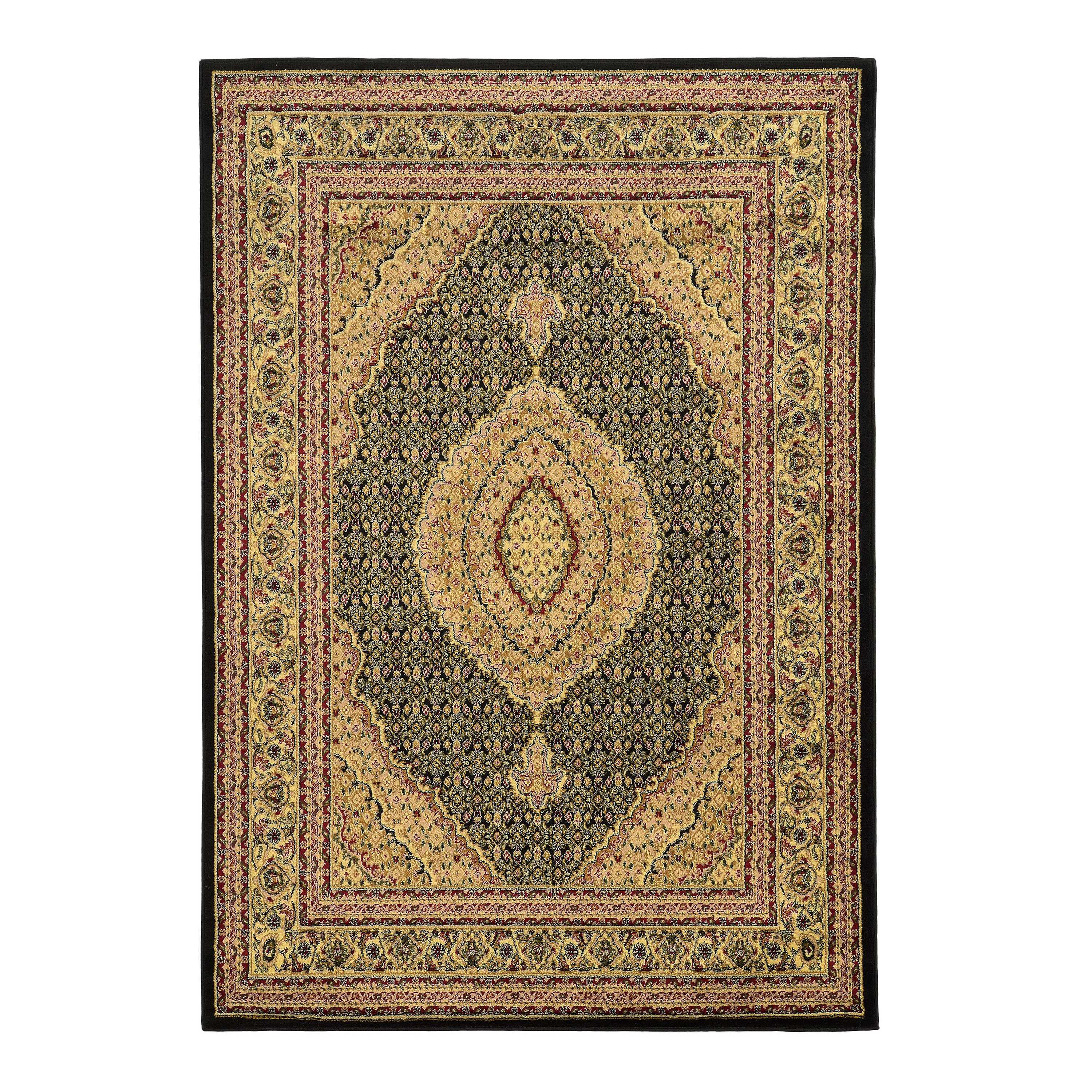 0.25" x 60" x 87" Polypropylene and latex Black and beige Polypropylene Rug