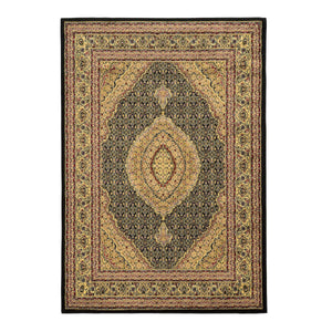 0.25" x 60" x 87" Polypropylene and latex Black and beige Polypropylene Rug