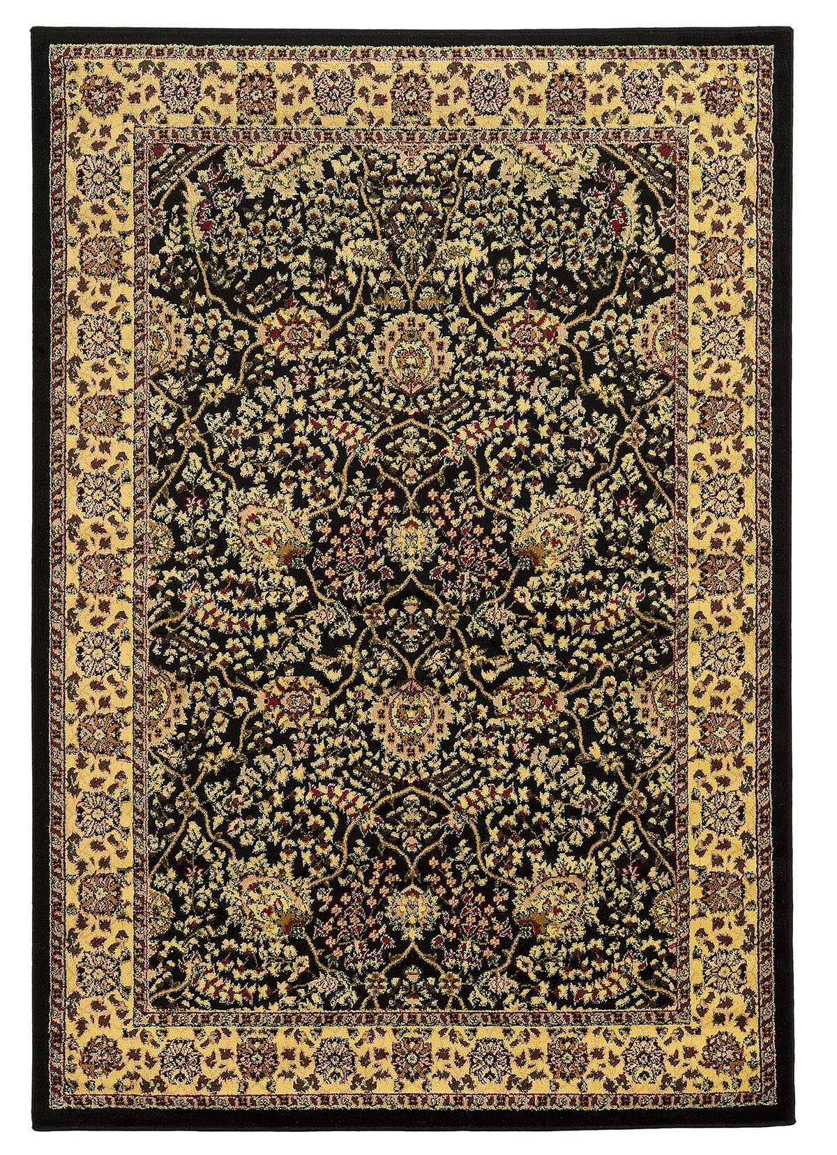 0.25" x 60" x 87" Polypropylene and latex Black and beige Power Loom Polypropylene Rug