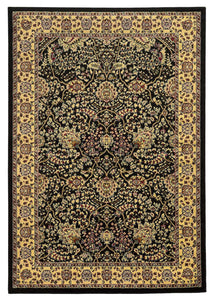 0.25" x 60" x 87" Polypropylene and latex Black and beige Power Loom Polypropylene Rug