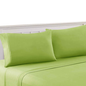 0.2" x 90" x 102" Microfiber Green 4 Piece Queen Size Microfiber Sheet Set