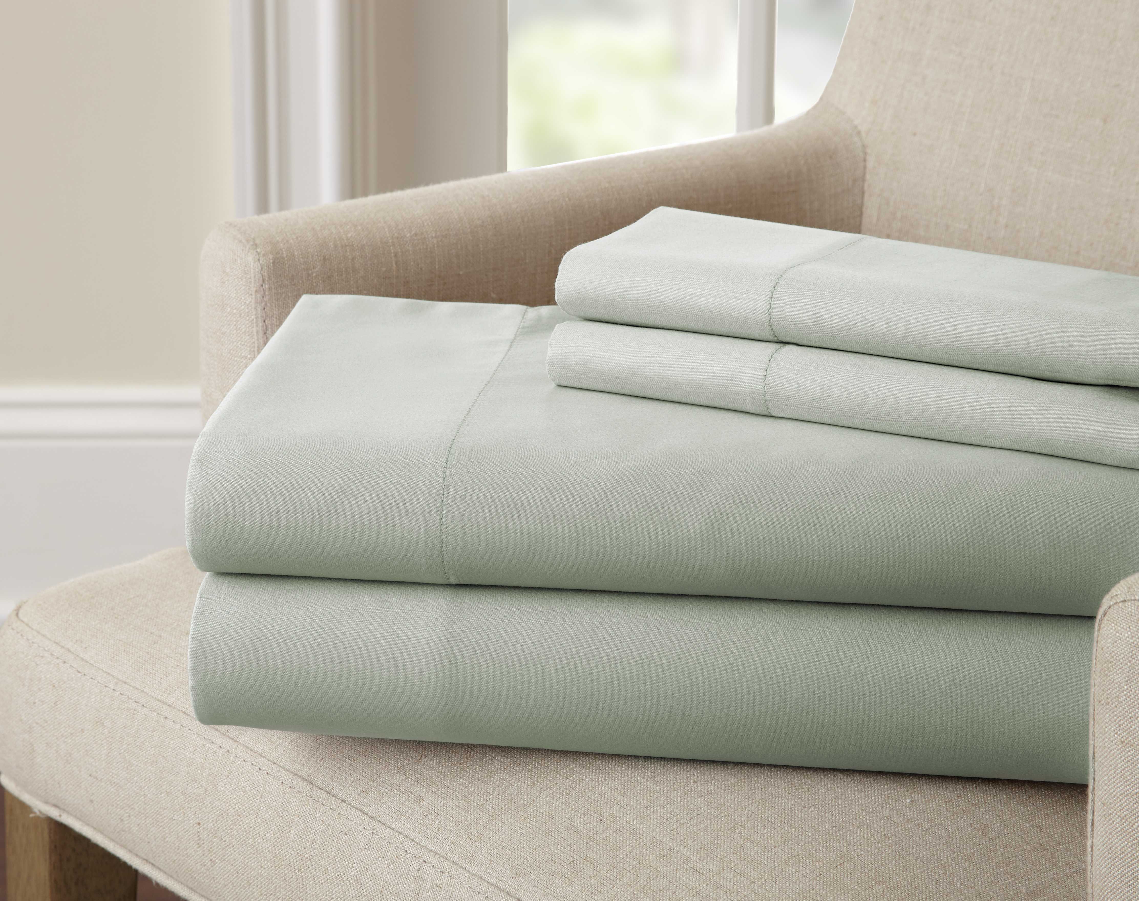 0.2" x 66" x 96" Microfiber and Bamboo Rayon Green 3 Piece Bamboo Rich Twin Microfiber Sheet Set